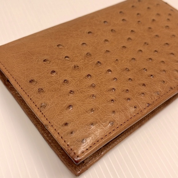 Vintage Corbeau Ostrich Tan Leather Wallet - Picture 3 of 12